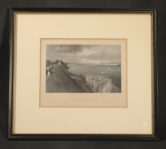 Antique Framed Engraving Print, "New York Bay from the Narrows," After F.B. Schell, Engraved by C.H. Smith