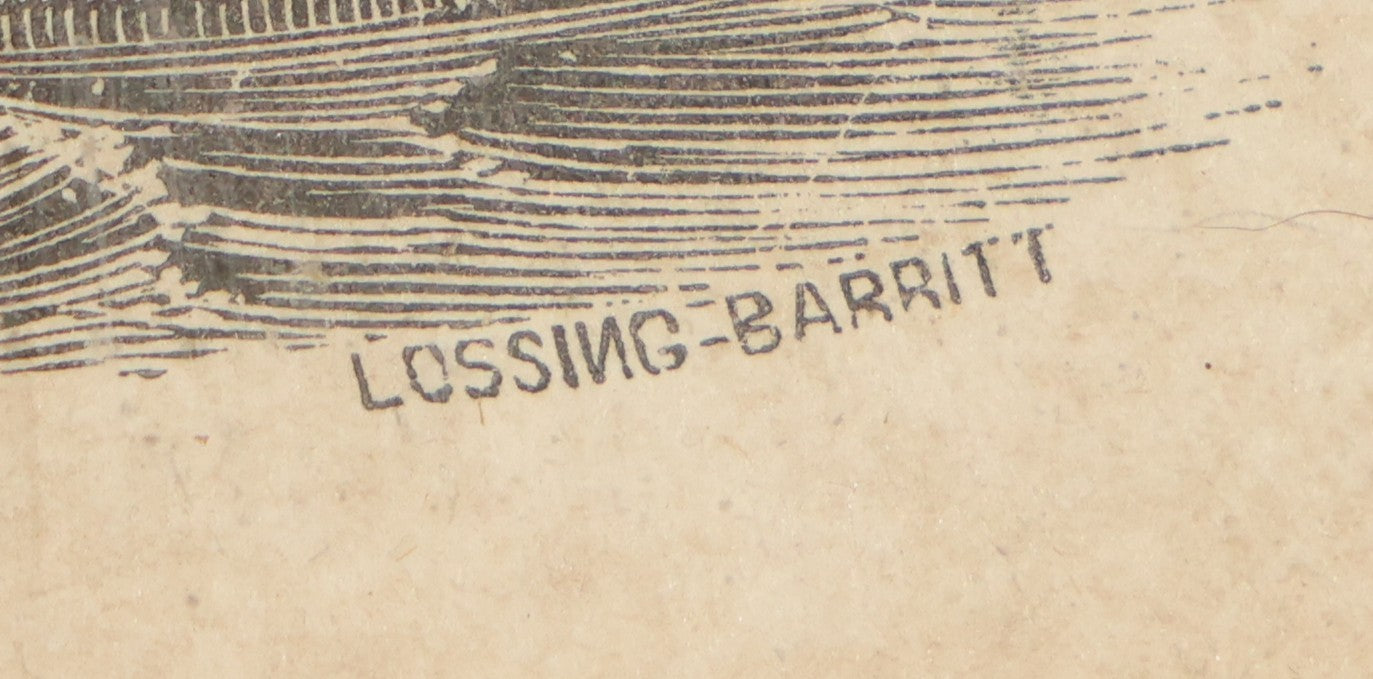 Antique Framed Engraving Print, "Fort Hamilton," Brooklyn, New York, Engraved by Lossing-Barritt