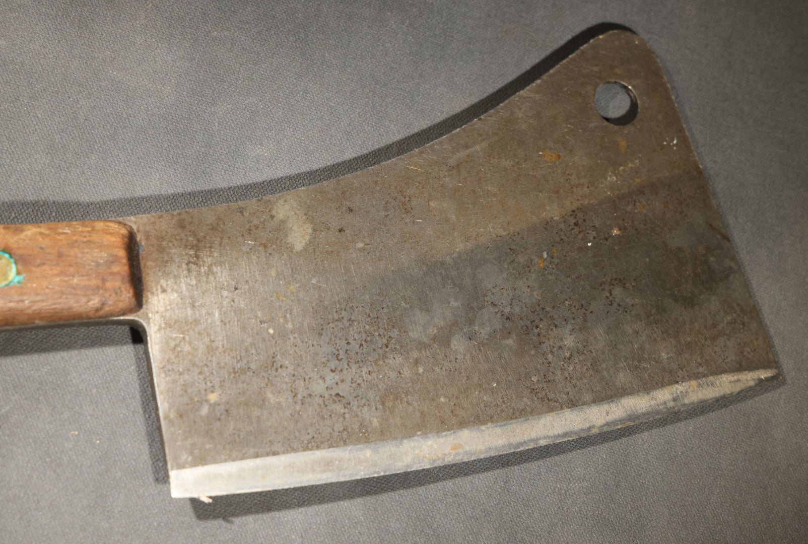 Vintage Meat Cleaver Stamped "Old File Hand Made" no. 8 with Wood Handle