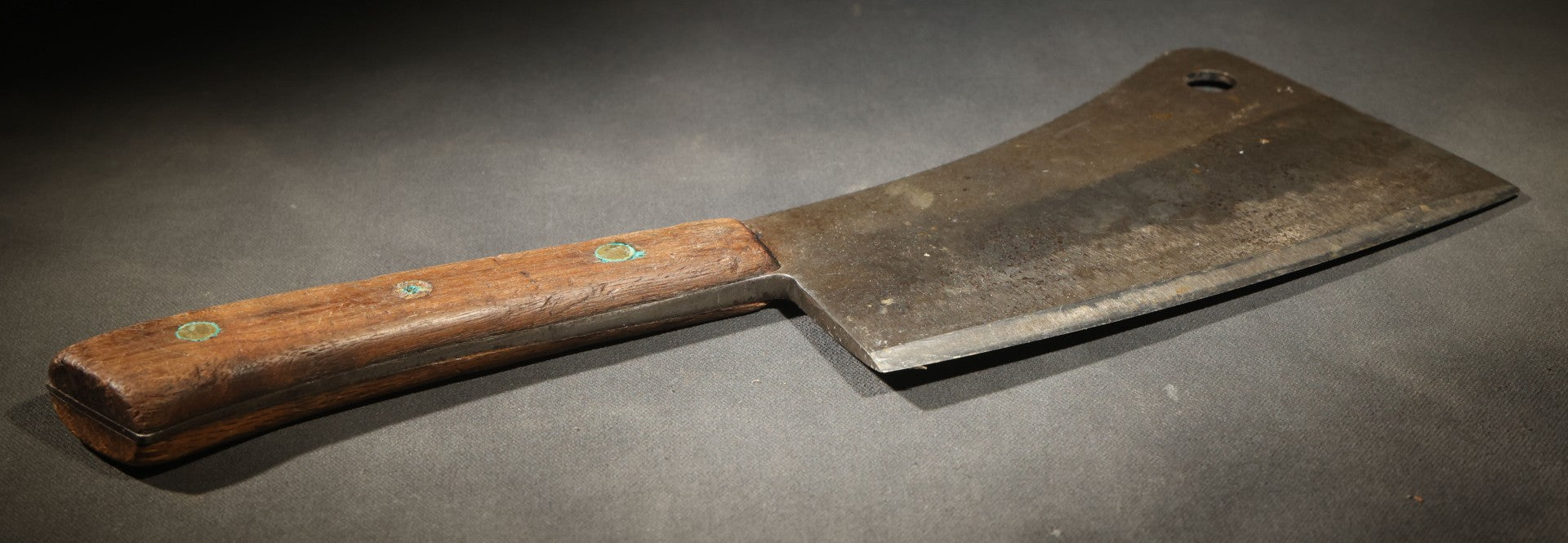 Vintage Meat Cleaver Stamped "Old File Hand Made" no. 8 with Wood Handle