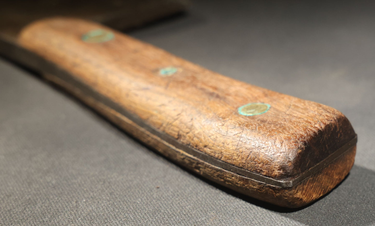 Vintage Meat Cleaver Stamped "Old File Hand Made" no. 8 with Wood Handle