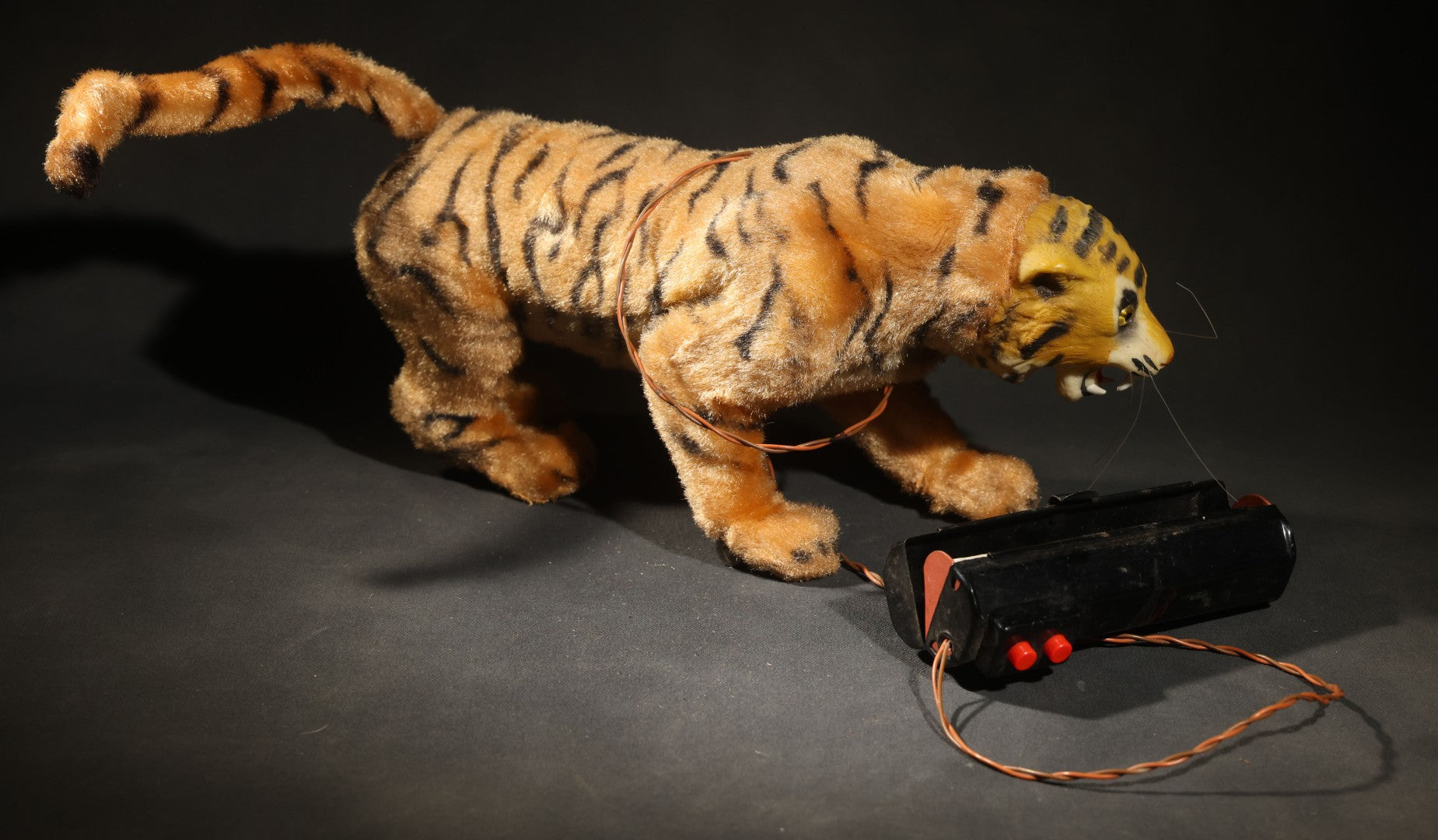 Vintage Marx Battery-Operated "Bengali" Growling and Prowling Tiger Toy with Remote Control, Made in Japan, 1961, Not Working