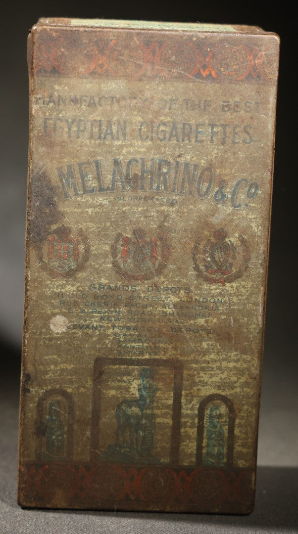 Antique M. Melachrino & Co. Egyptian Cigarettes no. 9 Tin, 100 Count, "the Cigarette Elect of All Nations," Cairo, London, New York, Montreal