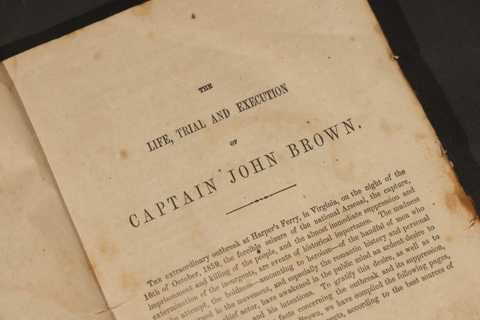 "the Life, Trial and Execution of Capt. John Brown" Antique Soft Cover Booklet, New Edition with Additions, Insurrection at Harper's Ferry, Published by Robert M. De Witt, 160 & 162 Nassau Street, New York, 1859