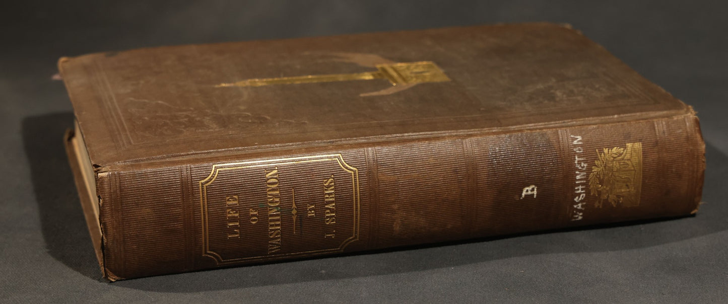 "The Life of George Washington" Antique Book by Jared Sparks, with Mount Vernon Frontispiece Engraving, Published by Ferdinand Andrews, Boston, Massachusetts, 1839