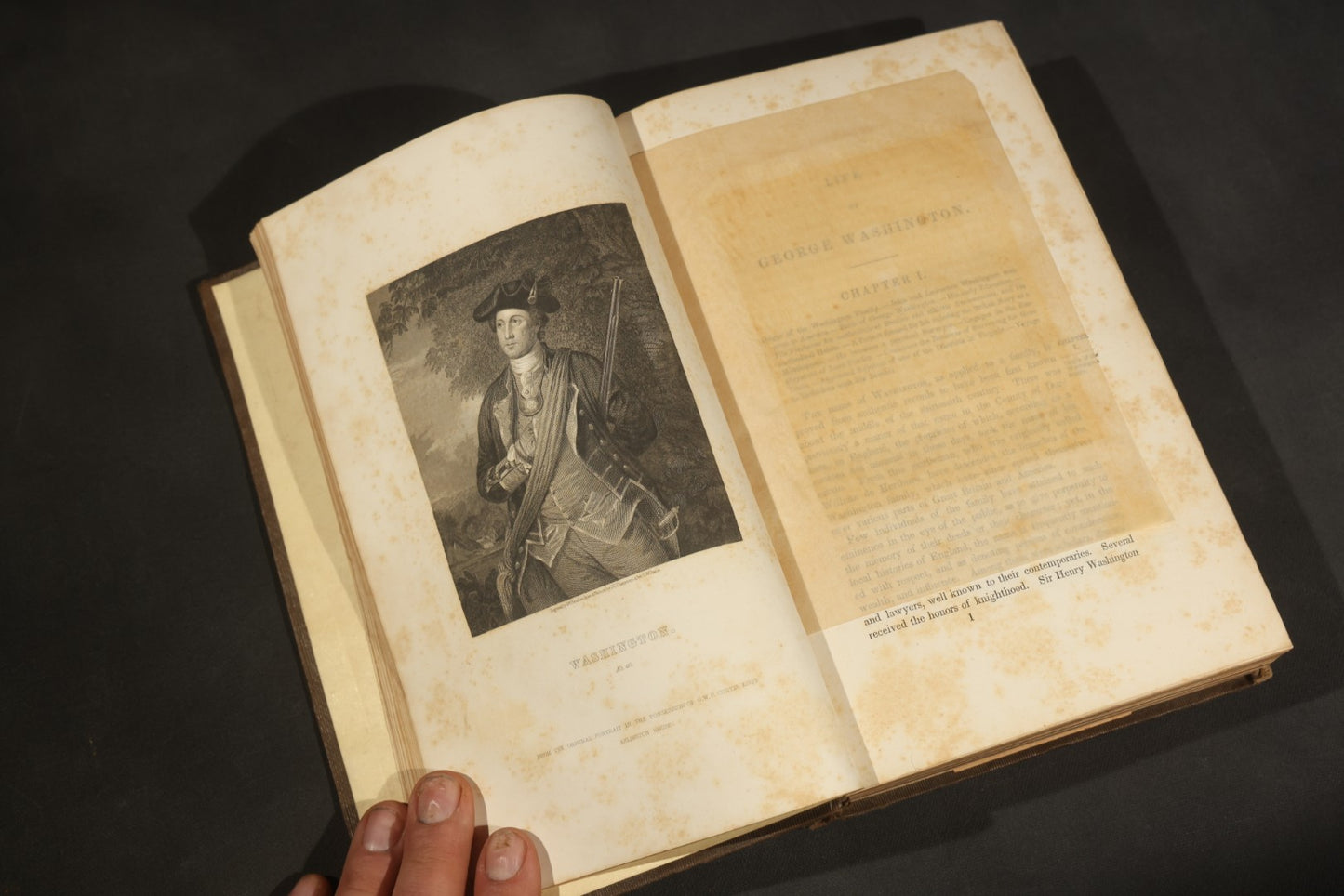 "The Life of George Washington" Antique Book by Jared Sparks, with Mount Vernon Frontispiece Engraving, Published by Ferdinand Andrews, Boston, Massachusetts, 1839