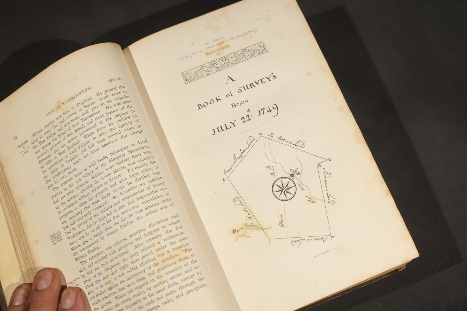 "The Life of George Washington" Antique Book by Jared Sparks, with Mount Vernon Frontispiece Engraving, Published by Ferdinand Andrews, Boston, Massachusetts, 1839