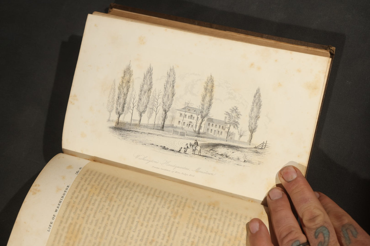 "The Life of George Washington" Antique Book by Jared Sparks, with Mount Vernon Frontispiece Engraving, Published by Ferdinand Andrews, Boston, Massachusetts, 1839