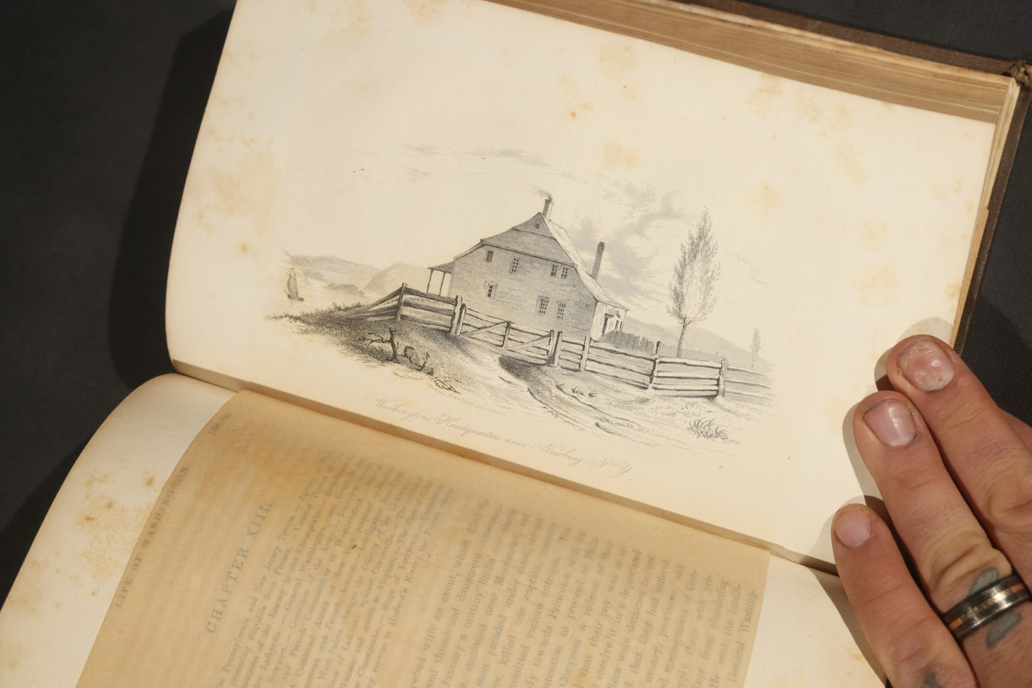 "The Life of George Washington" Antique Book by Jared Sparks, with Mount Vernon Frontispiece Engraving, Published by Ferdinand Andrews, Boston, Massachusetts, 1839