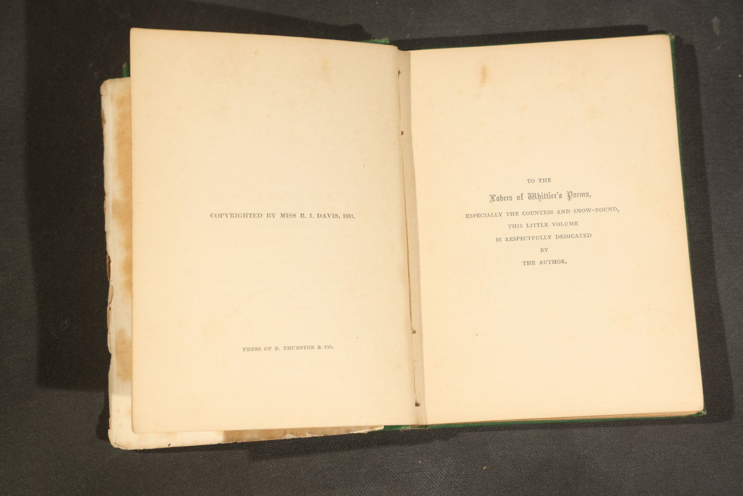 "Gleanings from Merrimac Valley" Antique New England Poetry Book by Miss Rebecca I. Davis, Published by Hoyt, Fogg & Donham, Portland, Maine, 1881