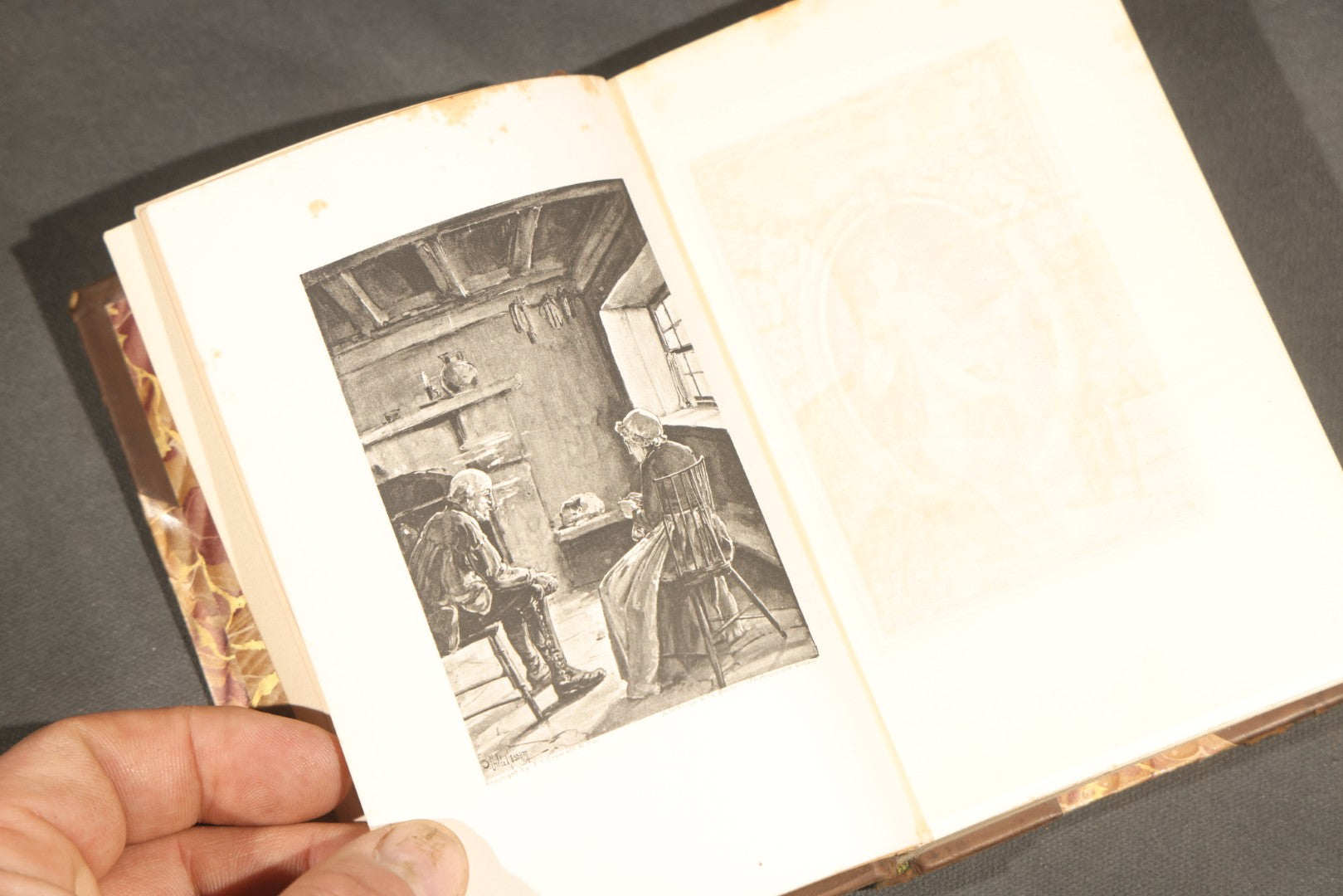 "Selected Poems of Robert Burns" Antique Book with Biographical Sketch and Notes by Nathan Haskell Dole, Illustrated, Published by Thomas Y. Crowell & Company, New York and Boston, Half-Leather Binding with Marbled Boards