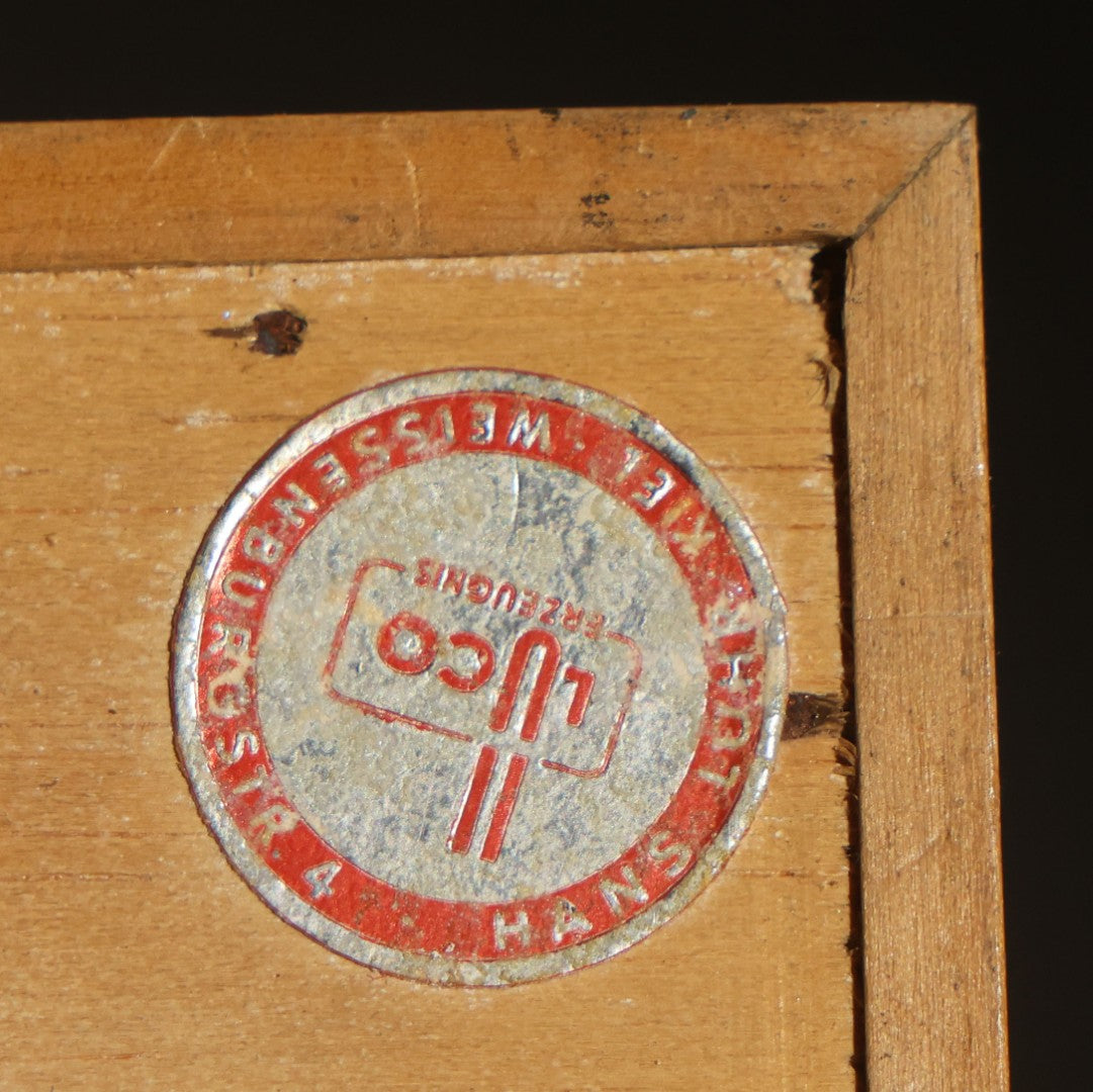 Vintage Entomology Specimen Display of South American Morpho Butterflies, Dated 1960-1961, in Glass-Front Wood Cabinet with Hans Luhr Label, Kiel, Germany