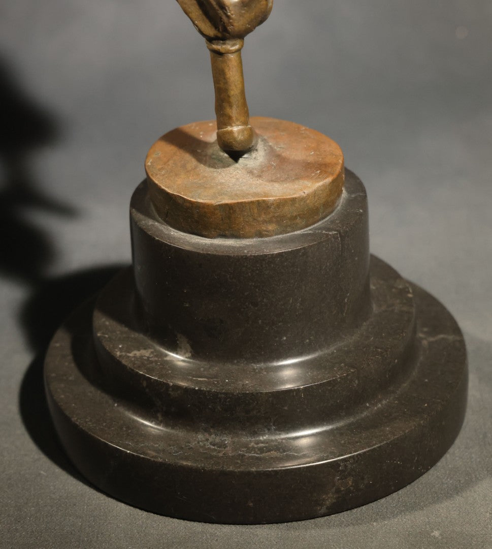 Vintage Bronze Sculpture of a Dancing Woman with Parrot on Marble Base, Re-Cast After Paul Philippe