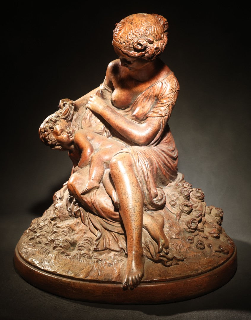 Antique Cast Sculpture After "Venus Clipping Cupid's Wings" by Charles Cumberworth (1811-1852), Plaster or Similar Material, Note Damage and Repaired Hand