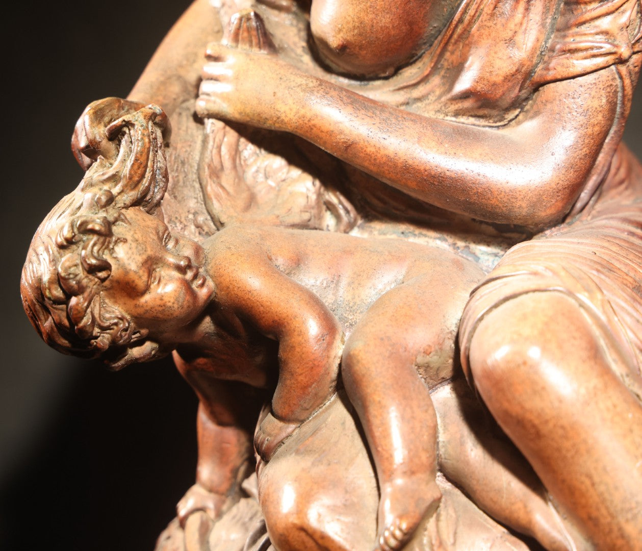 Antique Cast Sculpture After "Venus Clipping Cupid's Wings" by Charles Cumberworth (1811-1852), Plaster or Similar Material, Note Damage and Repaired Hand