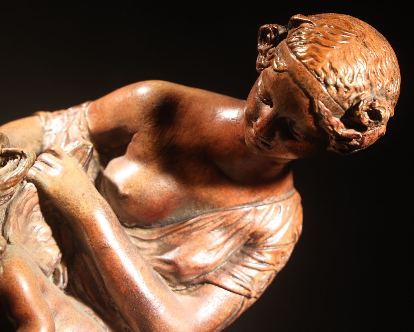 Antique Cast Sculpture After "Venus Clipping Cupid's Wings" by Charles Cumberworth (1811-1852), Plaster or Similar Material, Note Damage and Repaired Hand