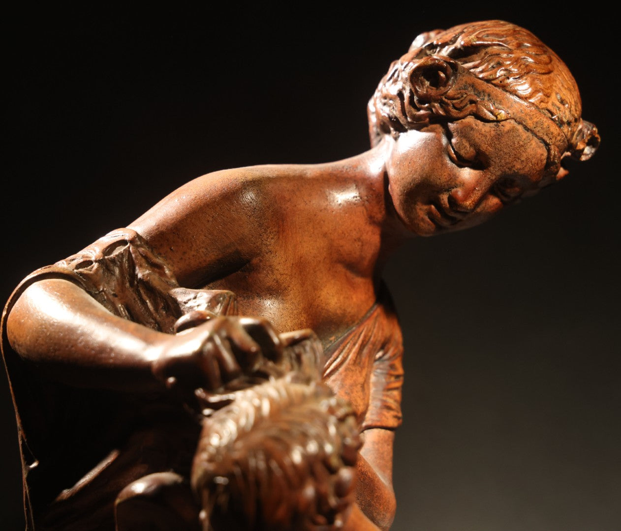 Antique Cast Sculpture After "Venus Clipping Cupid's Wings" by Charles Cumberworth (1811-1852), Plaster or Similar Material, Note Damage and Repaired Hand