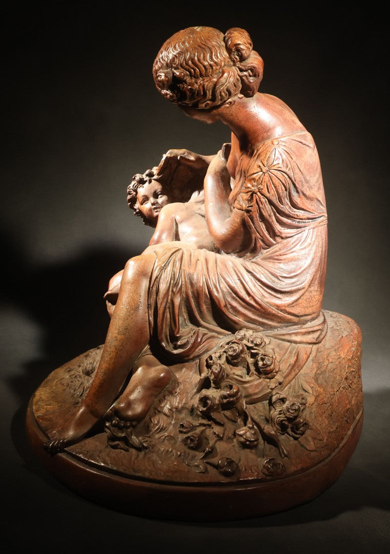 Antique Cast Sculpture After "Venus Clipping Cupid's Wings" by Charles Cumberworth (1811-1852), Plaster or Similar Material, Note Damage and Repaired Hand