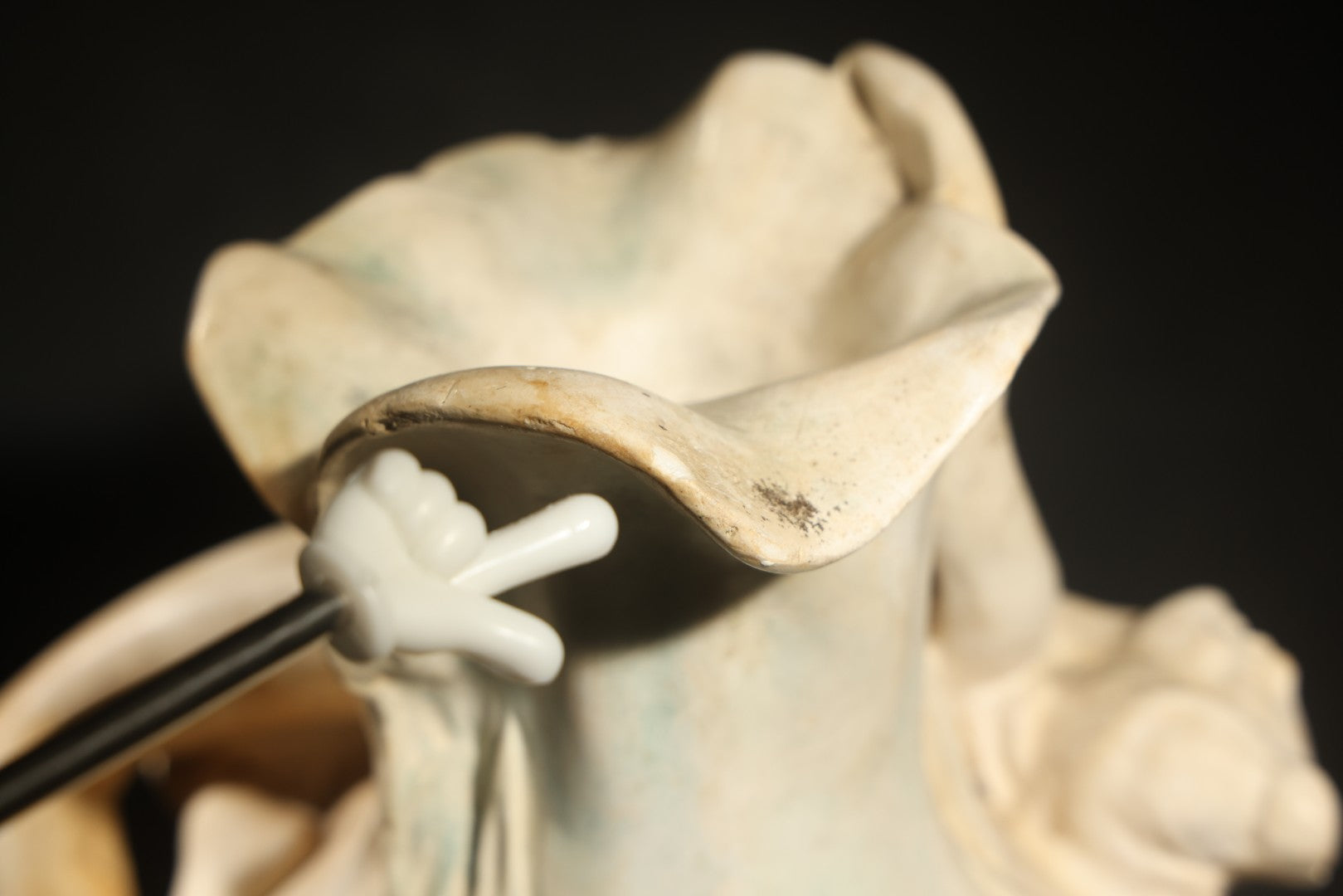 Antique Art Nouveau Figural Vase with Reclining Nude Female Figure and Floral Form, Plaster or Similar Material, Note Chips