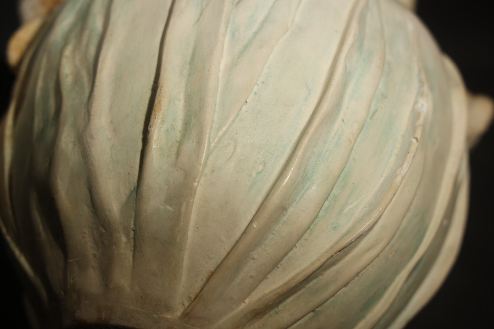 Antique Art Nouveau Figural Vase with Reclining Nude Female Figure and Floral Form, Plaster or Similar Material, Note Chips