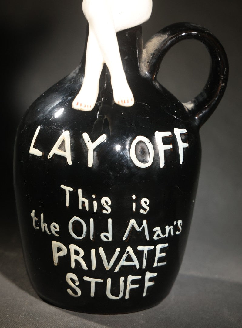 Vintage Ceramic Novelty Jug with Nude Female Figure, "Lay Off This is the Old Man's Private Stuff," G. Novelty Co., Japan