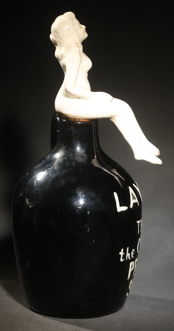 Vintage Ceramic Novelty Jug with Nude Female Figure, "Lay Off This is the Old Man's Private Stuff," G. Novelty Co., Japan