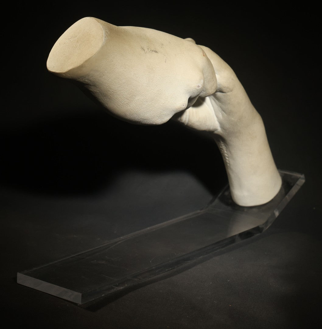 Vintage Plaster Sculpture of Two Clasped Hands After John Cutrone, Austin Productions, 1984, on Acrylic Base