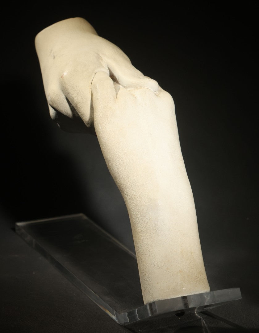 Vintage Plaster Sculpture of Two Clasped Hands After John Cutrone, Austin Productions, 1984, on Acrylic Base