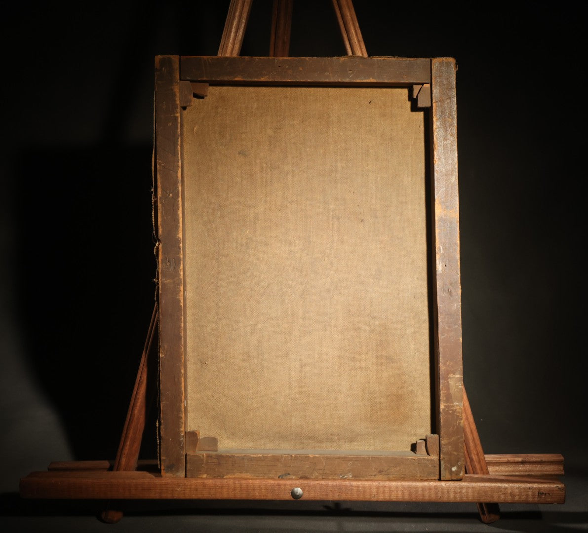 Antique Oil Painting on Canvas, Landscape with Dead Tree, Figures on a Path, and Distant Mountains, Unframed