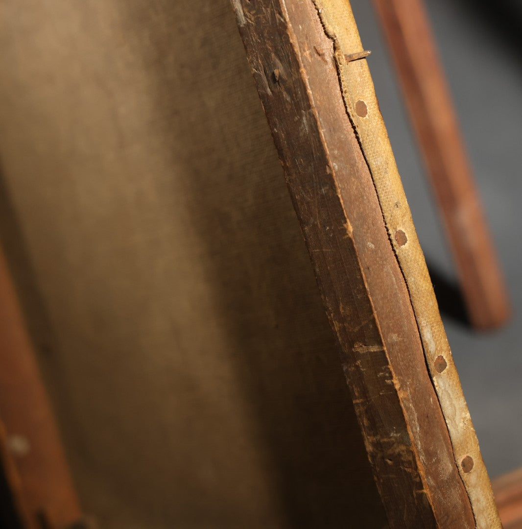 Antique Oil Painting on Canvas, Landscape with Dead Tree, Figures on a Path, and Distant Mountains, Unframed