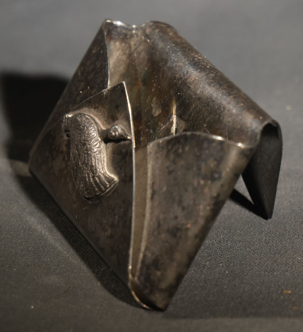 Vintage Silver-Plated Business Card Holder with Duck in Flight Motif