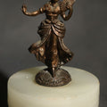 Lot 138 - Vintage Miniature Metal Figure of a Fan Dancer on Round Alabaster Base, 3-5/8" H