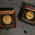 Lot 143 - Pair of Vintage Music Masters Musical Wall Plaques with Thorens Movements, Johann Strauss "Emperor Waltz" and Frederic Chopin "Till the End of Time," Made in Switzerland, Inscribed and Dated 1949, 5-3/8" L x 5-3/8" H each