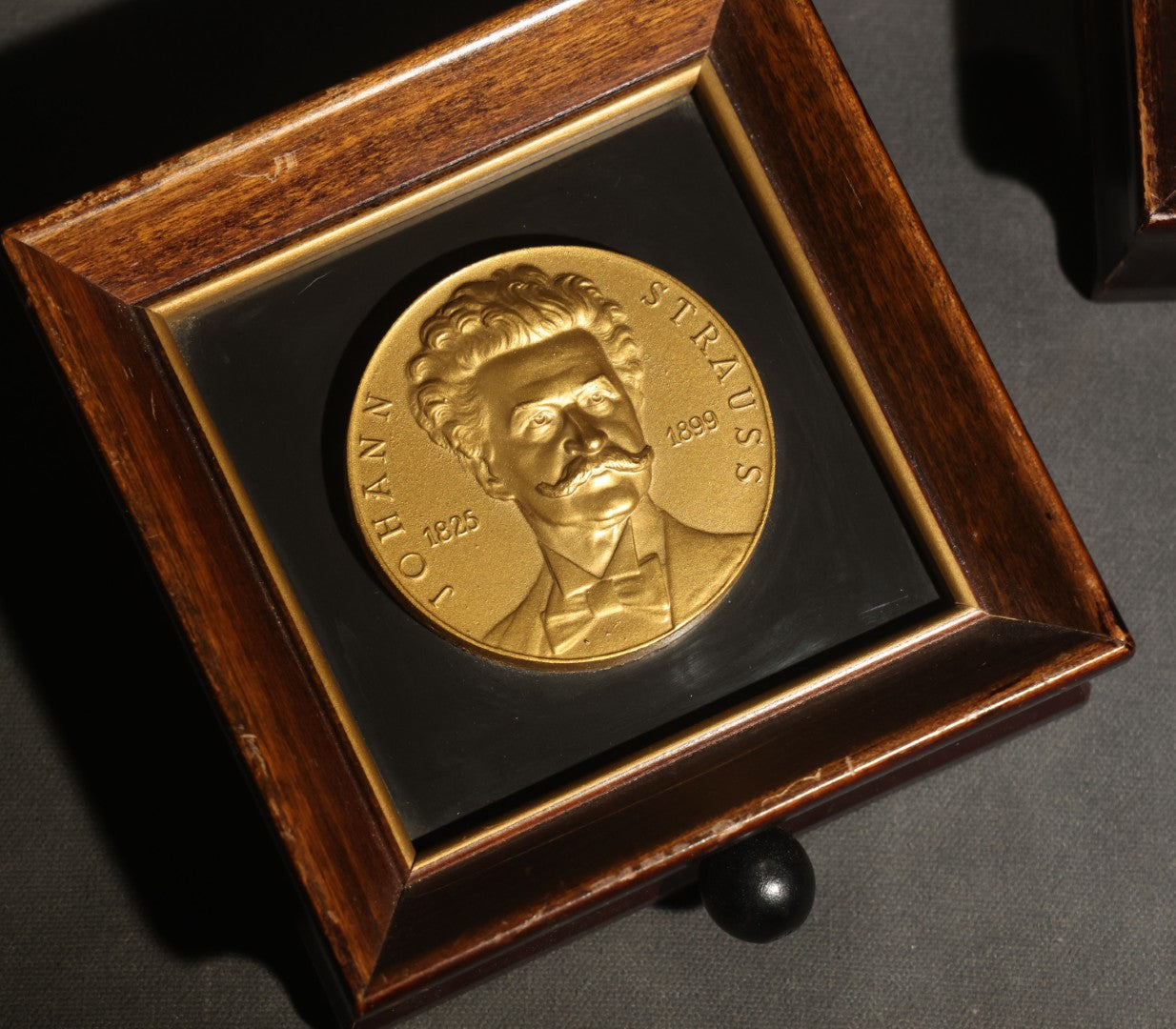 Pair of Vintage Music Masters Musical Wall Plaques with Thorens Movements, Johann Strauss "Emperor Waltz" and Frederic Chopin "Till the End of Time," Made in Switzerland, Inscribed and Dated 1949