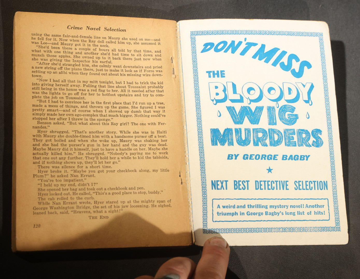 "Strangler's Holiday" Vintage Crime Novel Selection no. 25 Paperback by Kurt Steel, Published by Select Publications, Inc., New York, with Painted Cover Illustration of a Strangling Scene