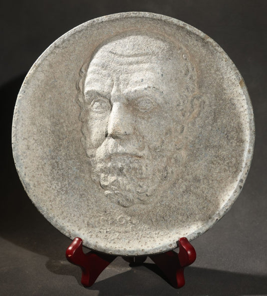 Vintage Cast Aluminum Relief Portrait Plaque of Socrates with Keyhole Hanger