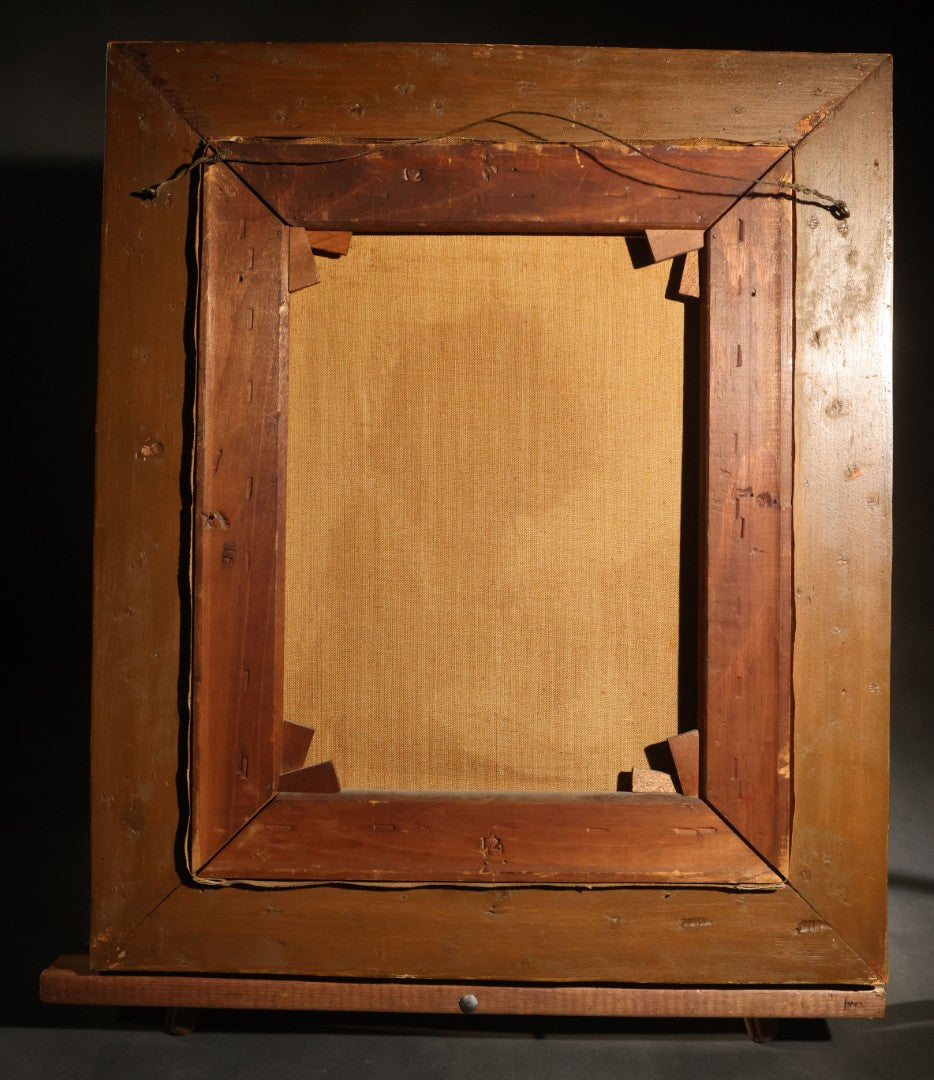 Antique Oil Painting on Canvas, Portrait of an Elderly Fisherman with Pole, Pipe, and Spectacles, Signed H.P.K. Hanson, 1912, Framed
