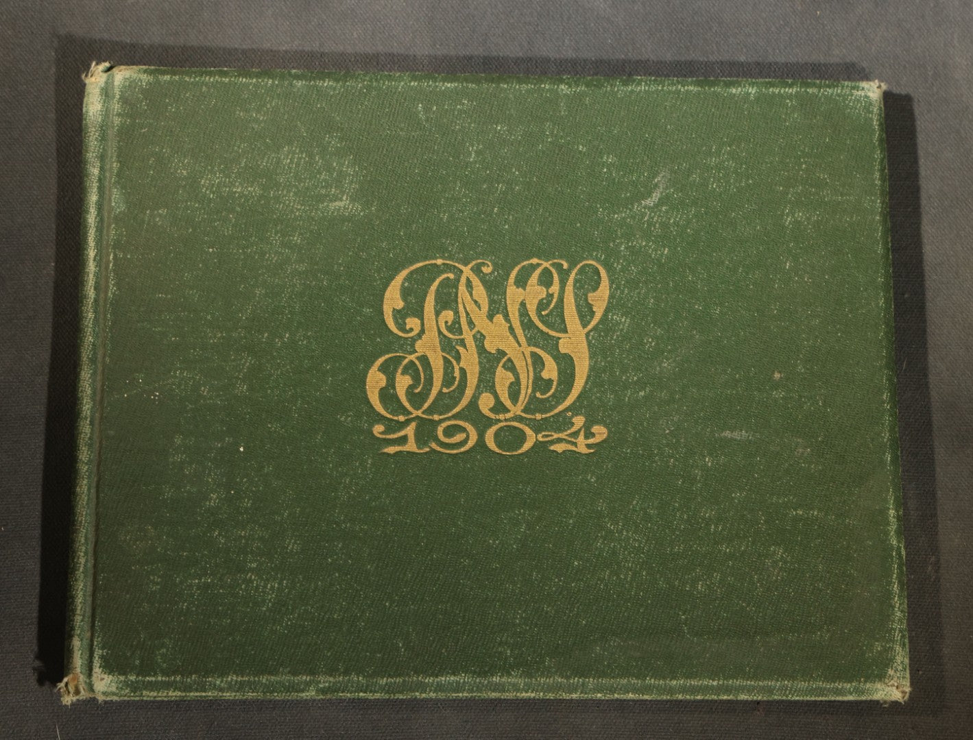 Antique 1904 All-Girls School Yearbook with Gilt Monogram, Green Cloth Binding, Photographic Plates, Philadelphia, Pennsylvania Area