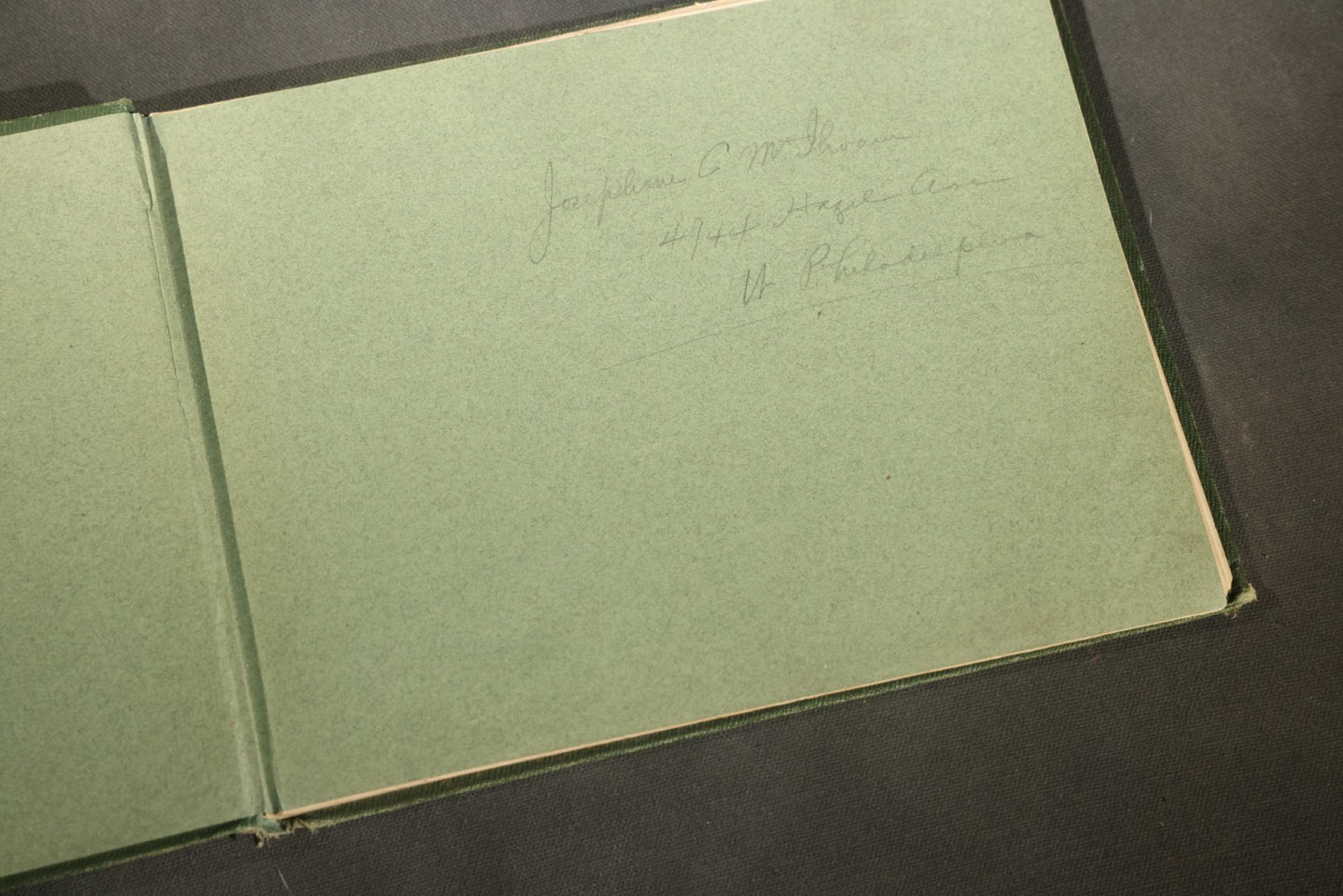 Antique 1904 All-Girls School Yearbook with Gilt Monogram, Green Cloth Binding, Photographic Plates, Philadelphia, Pennsylvania Area