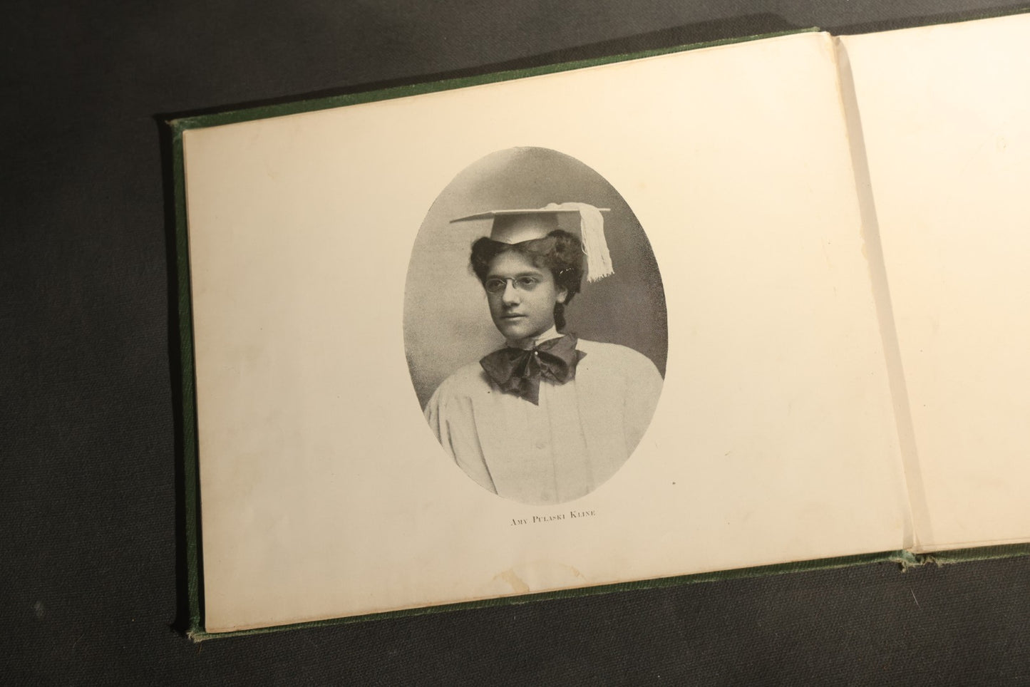 Antique 1904 All-Girls School Yearbook with Gilt Monogram, Green Cloth Binding, Photographic Plates, Philadelphia, Pennsylvania Area