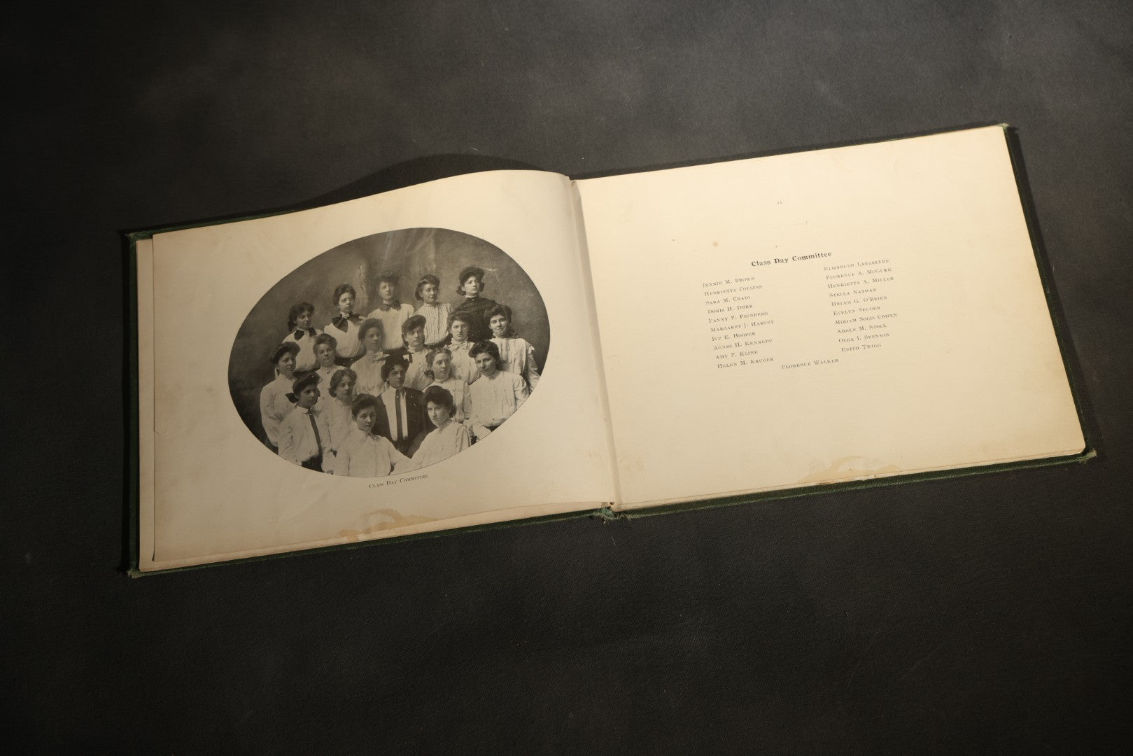 Antique 1904 All-Girls School Yearbook with Gilt Monogram, Green Cloth Binding, Photographic Plates, Philadelphia, Pennsylvania Area