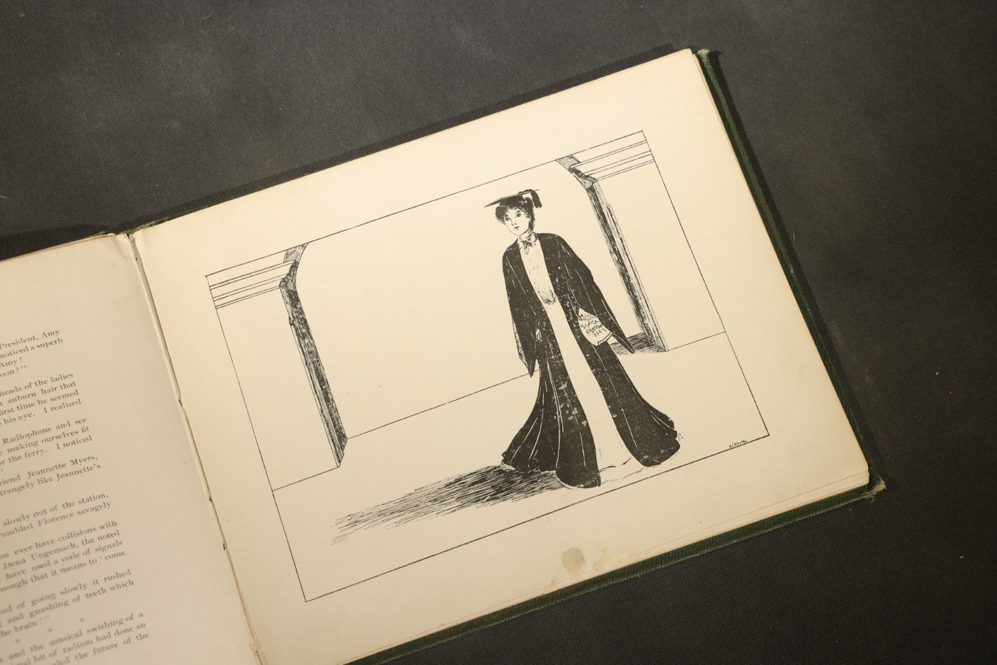 Antique 1904 All-Girls School Yearbook with Gilt Monogram, Green Cloth Binding, Photographic Plates, Philadelphia, Pennsylvania Area