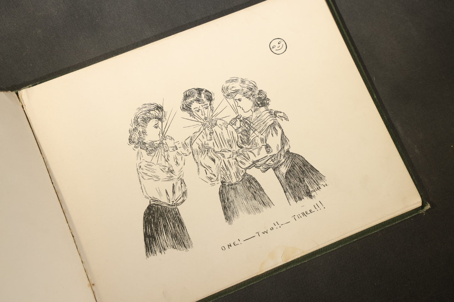 Antique 1904 All-Girls School Yearbook with Gilt Monogram, Green Cloth Binding, Photographic Plates, Philadelphia, Pennsylvania Area