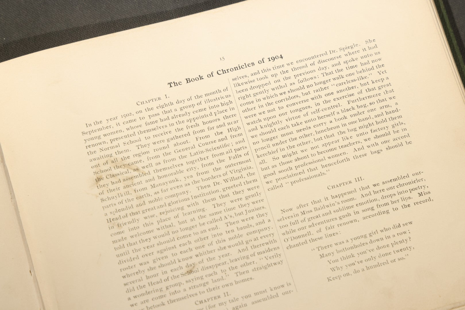 Antique 1904 All-Girls School Yearbook with Gilt Monogram, Green Cloth Binding, Photographic Plates, Philadelphia, Pennsylvania Area