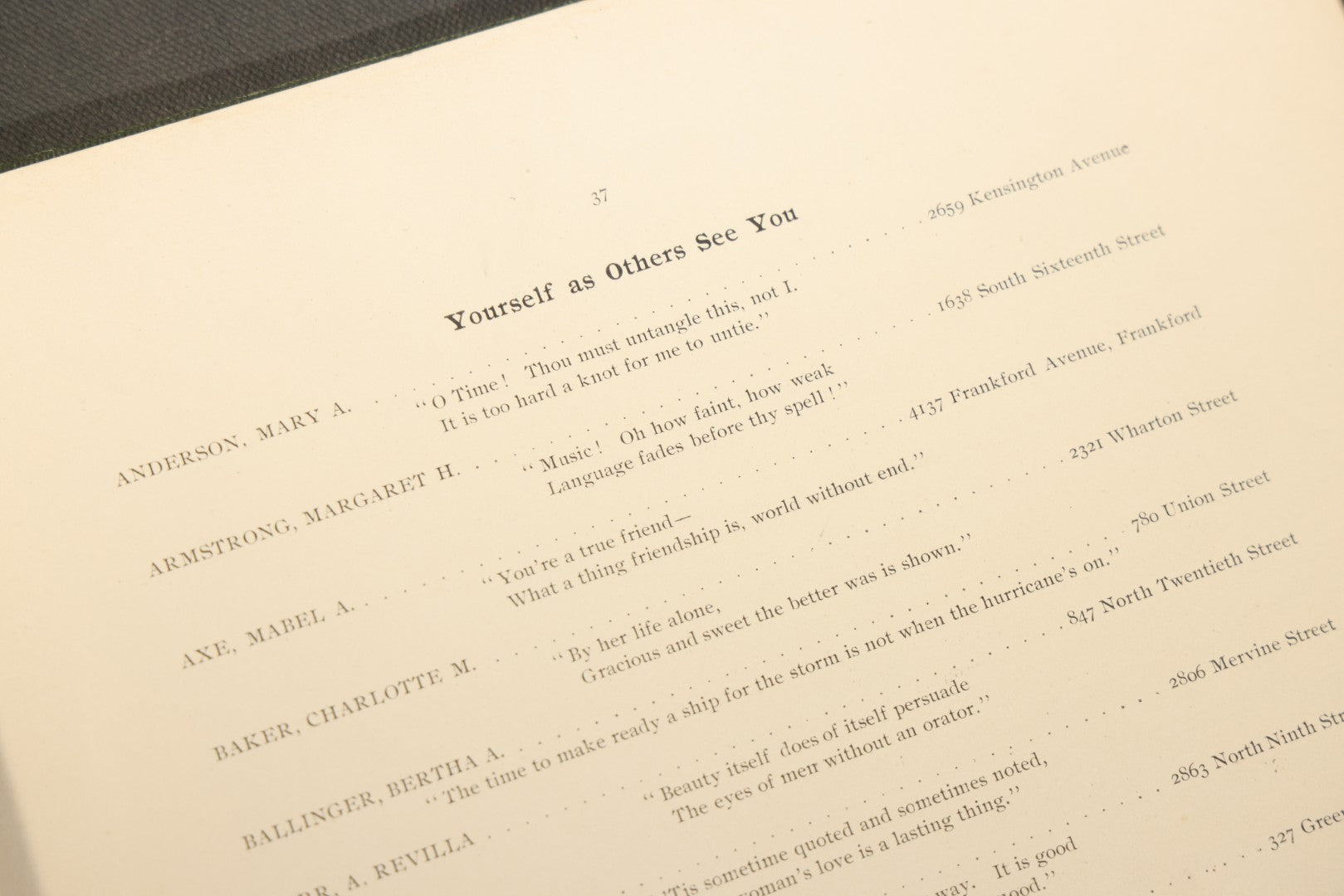 Antique 1904 All-Girls School Yearbook with Gilt Monogram, Green Cloth Binding, Photographic Plates, Philadelphia, Pennsylvania Area