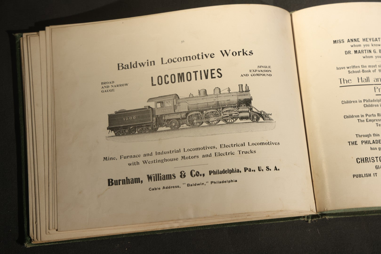 Antique 1904 All-Girls School Yearbook with Gilt Monogram, Green Cloth Binding, Photographic Plates, Philadelphia, Pennsylvania Area