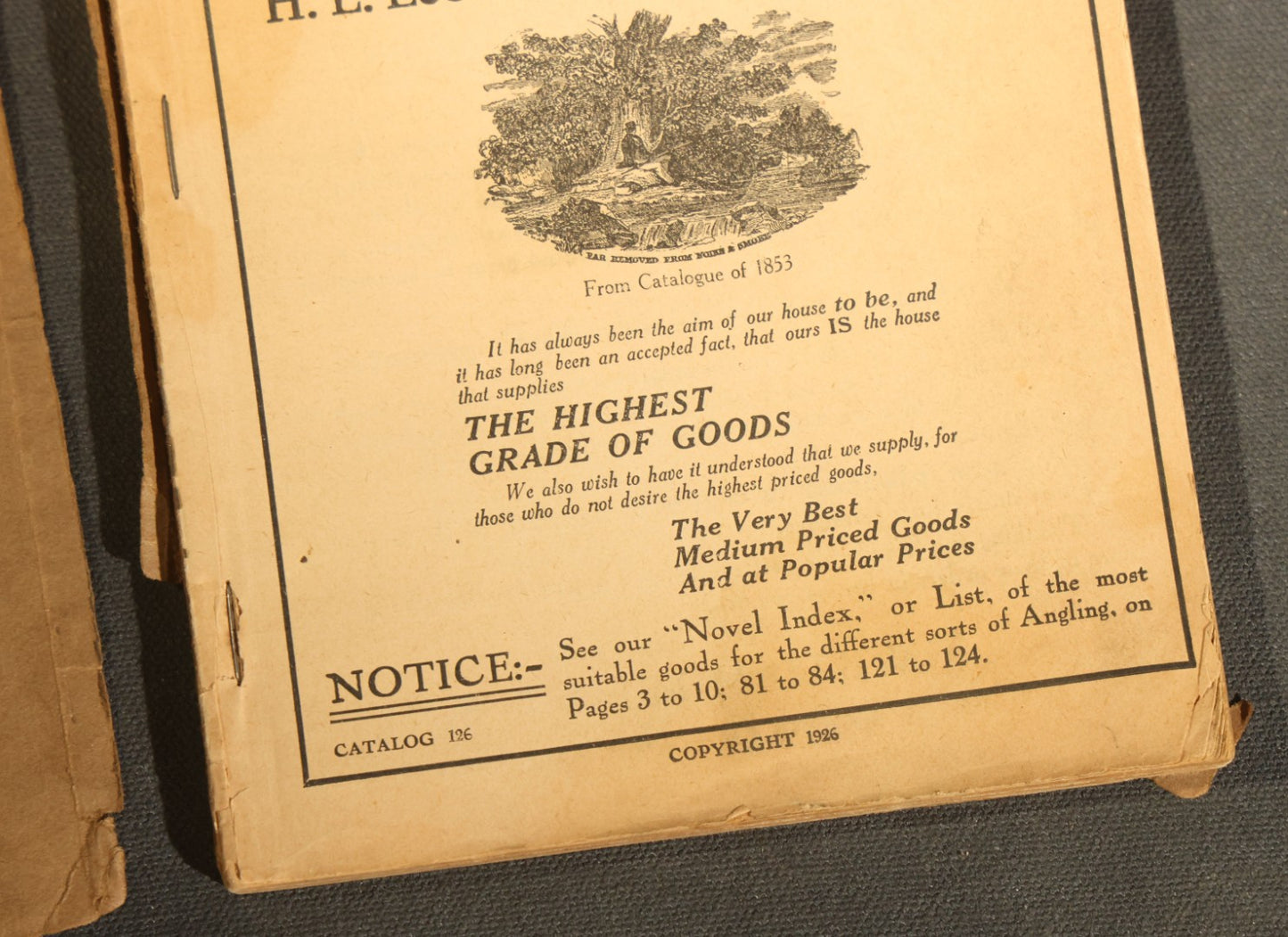 Antique William Mills & Son "Fishing Tackle Exclusively" Catalog 126, Sole Agents for H.L. Leonard Split Bamboo Rods, 21 Park Place, New York, Copyright 1926