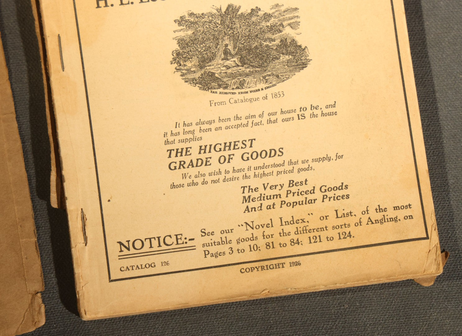 Antique William Mills & Son "Fishing Tackle Exclusively" Catalog 126, Sole Agents for H.L. Leonard Split Bamboo Rods, 21 Park Place, New York, Copyright 1926