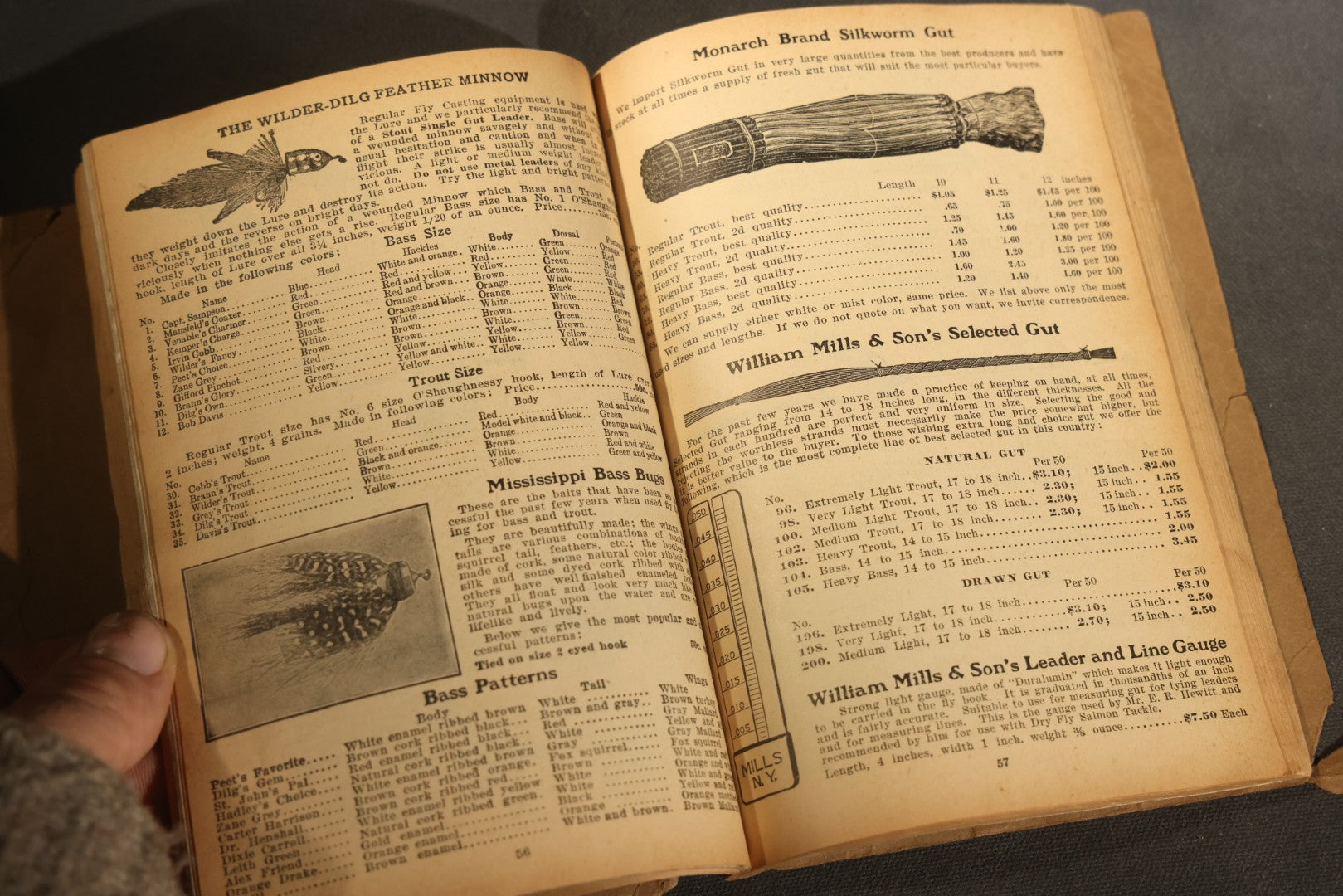Antique William Mills & Son "Fishing Tackle Exclusively" Catalog 126, Sole Agents for H.L. Leonard Split Bamboo Rods, 21 Park Place, New York, Copyright 1926