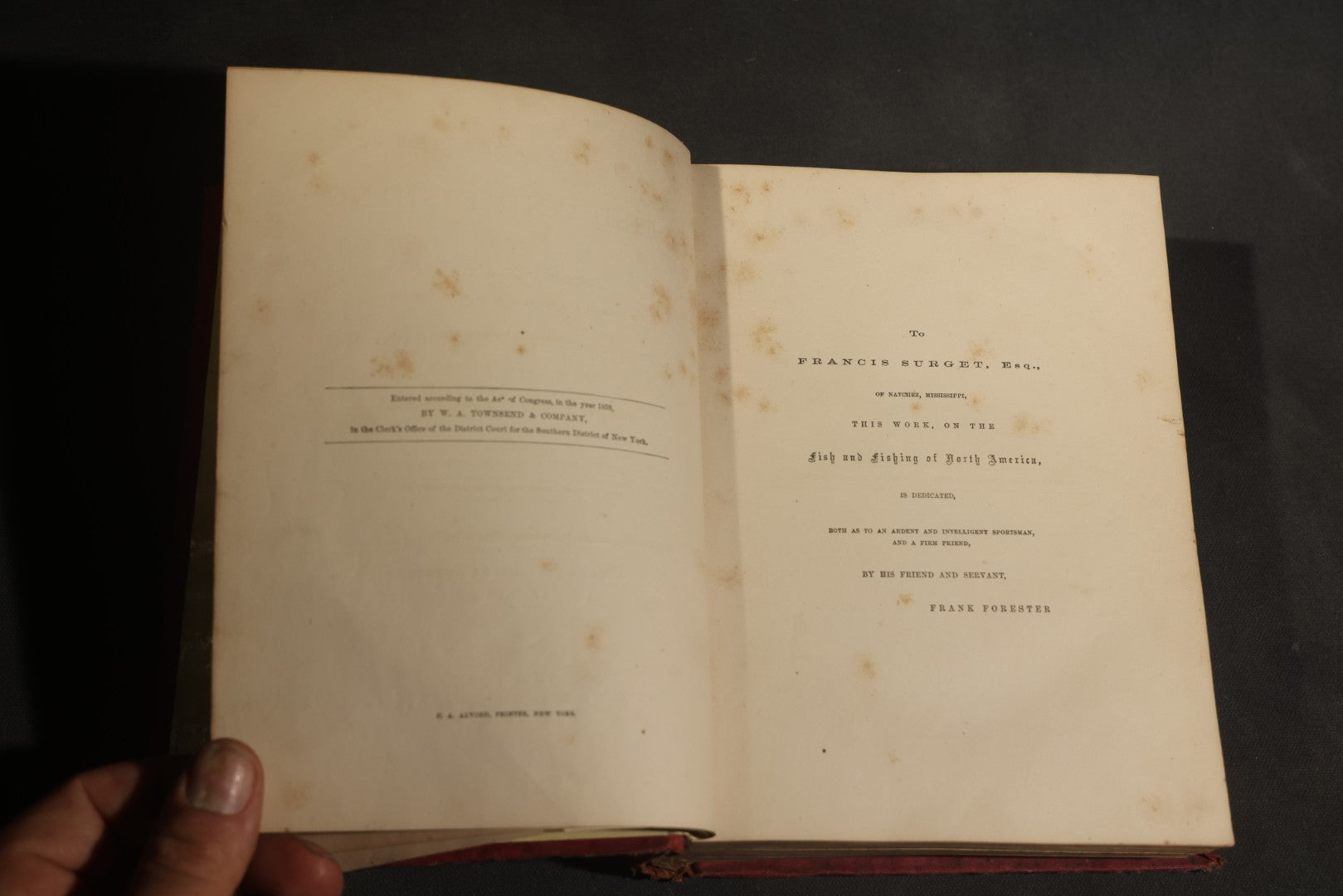 "Frank Forester's Fish and Fishing of the United States and British Provinces of North America" Antique Fishing Book by Henry William Herbert, Illustrated from Nature, Published by W.A. Townsend, New York, 1864